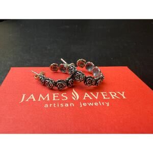 James Avery Retired Rose Hoop Earrings